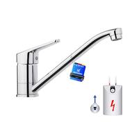 IBERGRIF M14450-98 - Miscelatore per lavello da cucina, per roulotte, monoblocco monoblocco con beccuccio girevole lungo, a bassa pressione, girevole a 360°, ottone cromato