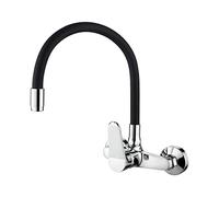 Ibergrif M16559-2, Miscelatore Lavello Cucina a Parete, Rubinetto Cucina Monocomando, Rubinetto Cucina con Beccuccio Flessibile, Cromo, Nero