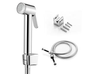 Ibergrif M20282 - WC Bidet Doccetta con Supporto e Flessibile, Spruzzatore Doccia, Cromo