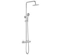 Ibergrif M20740 Colonna-Sistema con Soffione a Pioggia, Doccetta, Supporto, Barra Regolabile, Cromo, Argento