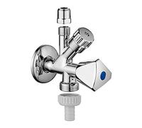 Ibergrif M22023 Valvole angolari universali autosigillanti con connessione per lavastoviglie, lavatrice, ad angolo combinata, connessione per tubi , cromata