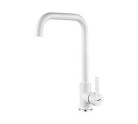 Ibergrif M22105W Rubinetto Cucina Bianco, Rubinetto Lavello Cucina con Bocca Girevole a 360°, Rubinetto da Cucina con Maniglia Singola con Aeratore, Conservazione Dell'acqua