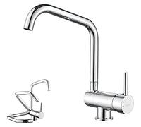 Ibergrif M22106 Rubinetto Cucina Pieghevole Rubinetto Per Lavello Girevole a 360° Rubinetto Cucina Pieghevole Sottofinestra Miscelatore Lavello Per Sottofinestra Cromo, Argento
