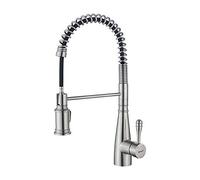 Ibergrif M22135 - Miscelatore da Cucina con Doccetta Estraibile, Rubinetto Monocomando per Lavello, Nichel Spazzolato