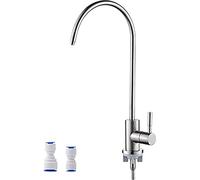 Ibergrif M22301A - Rubinetto da lavello, in acciaio INOX, girevole a 360°, Rubinetto ad osmosi inversa con 2 adattatori per rubinetto, argento
