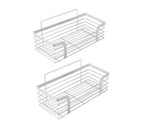 Ibergrif M34036A mensola per doccia, mensola per doccia senza foratura, cestino per doccia sospeso, cestino per doccia in acciaio inox, cestino per sapone, grigio