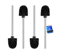 Ibergrif M34155 Scopino di ricambio per WC con manico in acciaio inossidabile, scopino per WC 4 pezzi, 8 x 36 x 8 cm, Nero