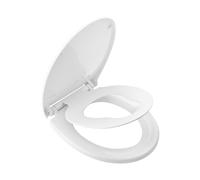Ibergrif M41002-2 - Coperchio WC, sedile per WC familiare con chiusura morbida a forma di O con sgancio rapido, facile da pulire, bianco