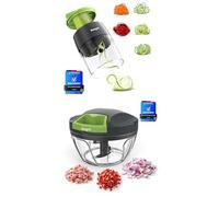 Ibergrif M522 Spiralizzatore di Verdure, Spaghetti di Zucchine Attrezzo & M501 Tritatutto Manuale a Corda, Senza BPA, Lavabile in Lavastoviglie, per Verdure Carne Noci, Cetrioli, Zucchine