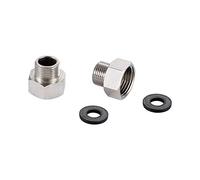 GRIFEMA G3/8"-G1/2" Adattatore Filetto Femmina, Riduttore Esagonale per Tubi, Due Pezzi, Argento, 20 x 40 x 20 mm