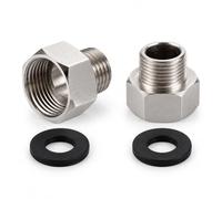 Ibergrif M91501 Adattatore G3/8 a G1/2, Riduttore Filettato | Raccordo Ottone Cromato con Guarnizione, Prolunga Riduzione Maschio Femmina per Tubo Acqua Rubinetto, 2 Pezzi