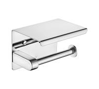 Ibergrif MK34050- Porta Carta Igienica Adesivo, Porta Rotolo Carta Igienica da Parete con Porta Cellulare per Bagno e Toilette,Acciaio Inossidabile con 3M/Viti,Argento