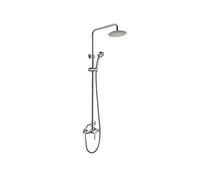 Ibergrif Mundo, Colonna-Sistema Doccia con Soffione Pioggia, Doccetta, Supporto, Barra Regolabile, Acciaio, Grigio