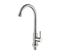 Ibergrif Mundo M18703, Rubinetto Cucina Girevole a 360°, Solo Acqua Fredda, Rubinetto lavello esterno in Acciaio inossidabile, Grigio