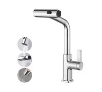 Ibergrif M22145 - Rubinetto da cucina estraibile, miscelatore per lavello con 3 modalità di spruzzatura, rotazione a 360°, acqua calda e fredda, ottone, cromato