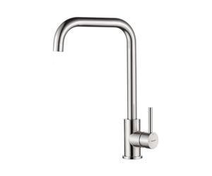 Ibergrif Rubinetto Cucina in Acciaio Inox Spazzolato, Miscelatore Monocomando per Lavello, Bocca Girevole 360°, Beccuccio Alto 28 cm, Alta Pressione, Design Moderno - M22105A