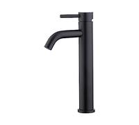 Ibergrif Rubinetto per Bagno Nero Opaco, Rubinetto per Lavabo Alto con Altezza del Beccuccio 205 mm per Lavabo da Appoggio, Miscelatore per Lavabo con Acqua Calda e Fredda, Miscelatore Monocomando