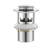 Ibergrif Scarico Lavabo Scanalato con Troppopieno - Tappo a Scomparsa per Bagno, Design Cromato/Argento, Installazione Senza Strumenti, M20503