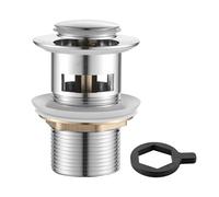 Ibergrif Scarico Lavabo Scanalato con Troppopieno - Tappo a Scomparsa per Bagno, Design Cromato/Argento, Installazione Senza Strumenti, M20503