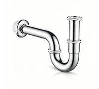 Ibergrif Sifone Universale per Lavabo 11/4" x 32 mm, Tubo di Scarico Standardizzato in Acciaio Inox Cromato, Sifone e Guarnizione Antiodore per Bagno, M20506