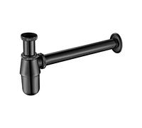 Ibergrif Sifone Universale per Lavabo Bagno in Ottone, 1 1/4" x 32 mm Sifoni Tubo, Altezza Regolabile 16.5-23.5 cm, Sifone con Manicotto in Gomma, Anti-odore & insetti, Nero