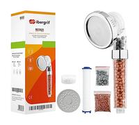 Ibergrif M22025, soffione doccia ad alta pressione, soffione doccia a 3 modalità, con filtro a 3 strati, risparmio idrico