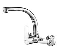 Ibergrif Star, Rubinetto da Cucina a Muro, Miscelatore Lavello Rotazione a 360° - con fori di montaggio regolabili (130mm-170mm), Cromo, Argento