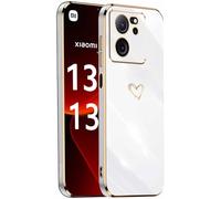 IBETEK Custodia mobile per Xiaomi 13T/ 13T Pro Case, modello cuore ragazza galvanizzato morbido TPU silicone protettivo Custodia ultra sottile Custodia antiurto -Bianco