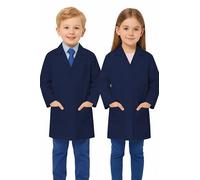 IBEX Camice da laboratorio per bambini in policotone, costume unisex da scienziato, costume da medico, costume per Halloween per bambini (taglie 26-31, età 4-14), blu navy, 13-14 Years (32W)