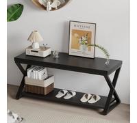 IBF Panca nera per ingresso, moderna panca in legno nero per camera da letto, corridoio, atrio, casa colonica, organizer per la casa, panca per scarpe con ripiano portaoggetti per interni sotto la