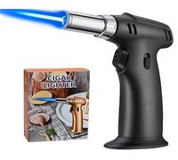 Ibforcty - Torcia per cucina butano, ricaricabile, con chiusura di sicurezza e fiamma regolabile, per dessert, creme brulee, barbecue e cottura (nero)