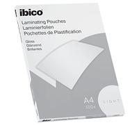 Ibico Basics Pouch per la Plastificazione a caldo, Formato A4, Spessore Leggero, Elevata protezione dei documenti e Durabilità, Confezione da 100, Finitura Lucida, Trasparente, 627308