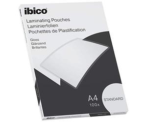 Ibico Basics Pouch per la Plastificazione a caldo, Formato A4, Spessore Standard, Elevata protezione dei documenti e Durabilità, Confezione da 100, Finitura Lucida, Trasparente, 627310