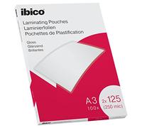 Ibico Pouch per la Plastificazione a caldo, Formato A3, 250 Micron (2x125), Elevata protezione dei documenti e Durabilità, Confezione da 100, Finitura Lucida, Trasparente, 627321