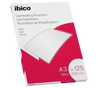 Ibico Pouch per la Plastificazione a caldo, Formato A3, 250 Micron (2x150), Elevata protezione dei documenti e Durabilità, Confezione da 100, Finitura Opaca, Trasparente, 627324