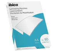Ibico Pouch per la Plastificazione a caldo, Formato A4, 160 Micron (2x80), Elevata protezione dei documenti e Durabilità, Confezione da 250, Finitura Lucida, Trasparente, 628604