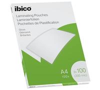 Ibico Pouch per la Plastificazione a caldo, Formato A4, 200 Micron (2x100), Elevata protezione dei documenti e Durabilità, Confezione da 100, Finitura Lucida, Trasparente, 627317