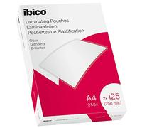 Ibico Pouch per la Plastificazione a caldo, Formato A4, 250 Micron (2x125), Elevata protezione dei documenti e Durabilità, Confezione da 250, Finitura Lucida, Trasparente, 628605