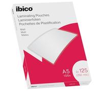 Ibico Pouch per la Plastificazione a caldo, Formato A5, 250 Micron (2x150), Elevata protezione dei documenti e Durabilità, Confezione da 100, Finitura Opaca, Trasparente, 627322