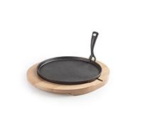 IBILI Piatto in ghisa 627030 con base di legno, 30 cm