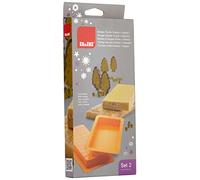 Ibili 793501 - Confezione con 2 stampi per Torrone (con Fondo a cubetti o a Strisce) in polietilene