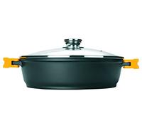 IBILI, Casseruola Evolution in alluminio fuso, coperchio in vetro e manici in silicone, 24 cm, antiaderente, resistente all'induzione.