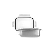 IBILI - Contenitore rettangolare Keepklin 1200 ml, in acciaio inox, adatto per microonde, coperchio ermetico