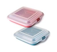 Ibili Deli - Set di 2 contenitori per alimenti per panini, salumi e formaggi. Rosso e blu