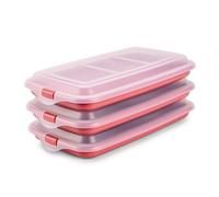 Ibili Deli - Set di 3 contenitori impilabili per salumi e alimenti. Rosso.