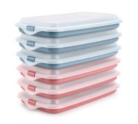 Ibili Deli - Set di 6 contenitori impilabili per salumi e alimenti. Blu e rosso