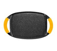 IBILI, Grill piastra ondulata basic in pietra, 36 x 23 cm, alluminio fuso, stile pietra antiaderente, adatta per l’induzione.