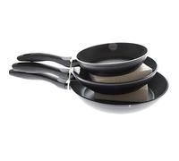 Ibili Indubasic 405926 Padella Frittata alluminio/Plastica Nero, Set 3 padelle, 18 cm-22 cm-26 cm