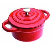 IBILI, Mini cocotte tonda rossa 10 x 4,5 cm, ghisa, adatta per l’induzione.