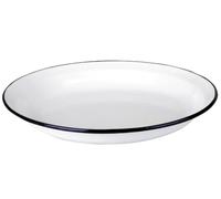 IBILI Piatto Blanca cm 32x4 in Acciaio smaltato Bianco/Blu, Argento, 32 cm